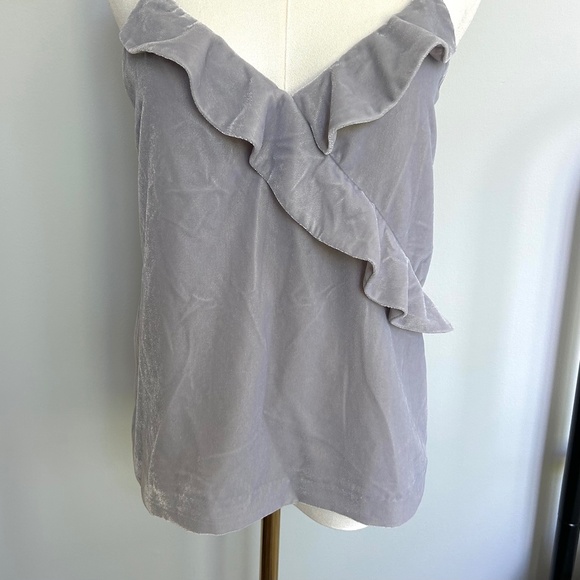 J. Crew Grey Velvet Tank Top Sz 2 Lined Cami Adjustable Straps - Picture 2 of 8